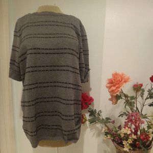 NEW Apt. 9 Women Plus Grey Boat Neck Short Sleeve Pullover Gathered Sides 2X